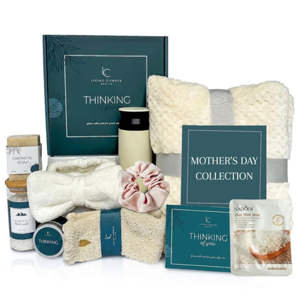 Mother’S Day Gifts for Mom - 11Pc Luxury Spa Gift Basket for Women, Wife, Grandma, Relaxing Self Care Set with Throw Blanket, Insulated Tumbler, Oatmeal Soap & Candle, Unique Birthday Gifts for Her